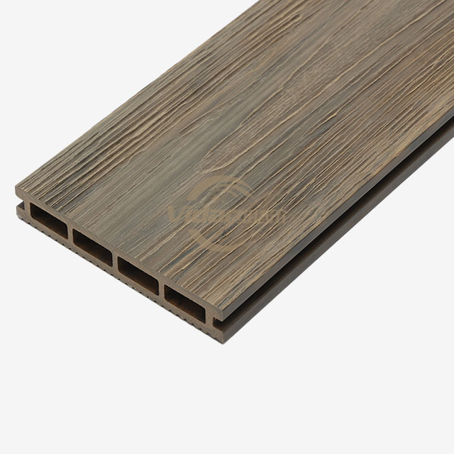 145*21mm Hollow Wood Plastic Composite Decking 3D Embossed Decking Super stereo perception