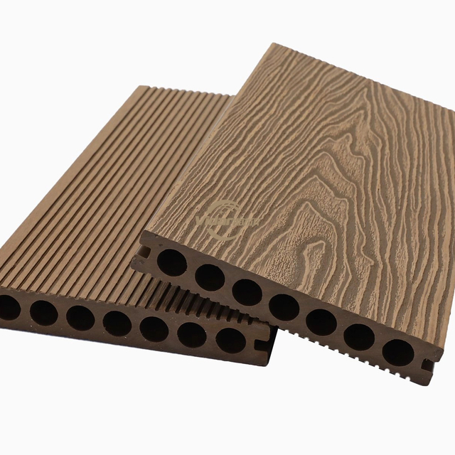 140x22mm one side Grooved WPC Decking the other side 3D embossing WPC hollow decking Composite Flooring Deck for Exterior 
