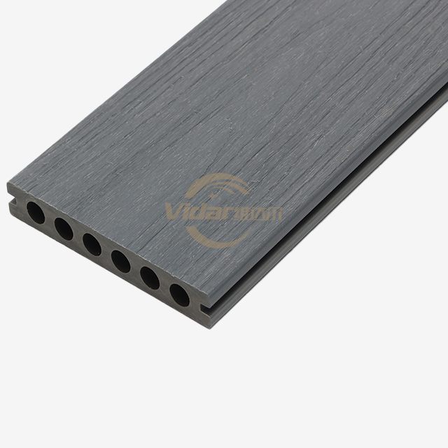 143*22.5mm Co-extrusion brushed surface wpc decking Dark Grey composite decking Excellent Texture Hollow Wpc Decking waterproof for Outdoor Use