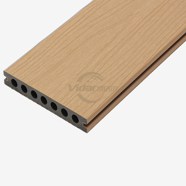 143*21.5mm Walnut Color co-extrusion WPC deck Anti-skidding Hollow Wpc Decking for backyard