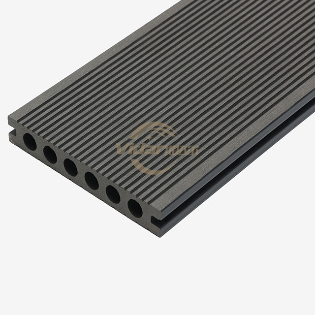 Thin Grooved deep gray 140x22mm Wpc Decking Backyard Hollow Wpc Decking outdoor